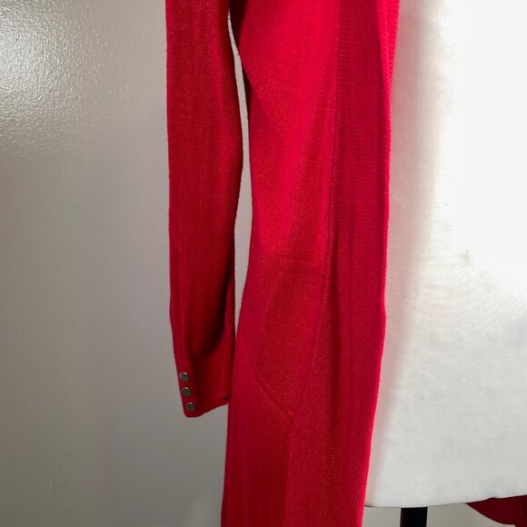 Premise Studio Red Shawl Neck Open Front 3/4 Sleeve Cardigan Sweater S - Picture 4 of 12